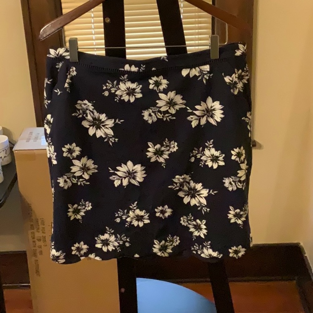 Navy floral skirt